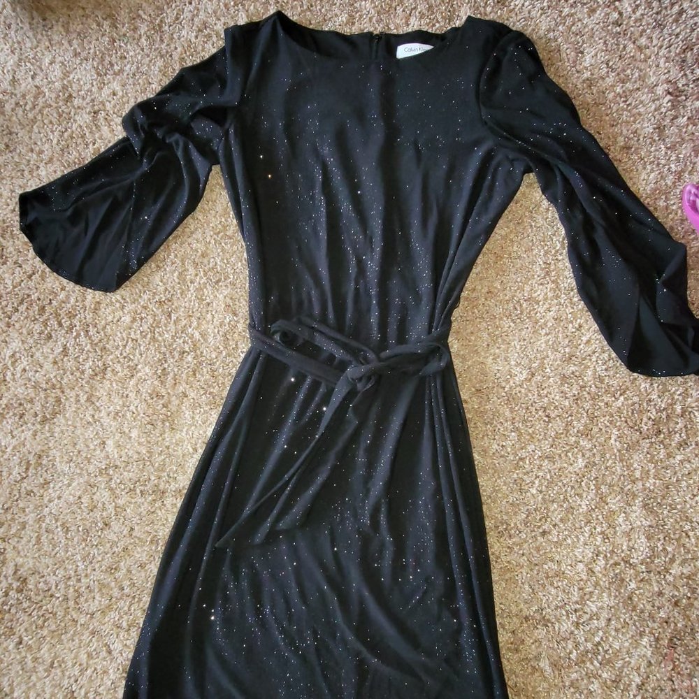Calvin Klein – little black sparkle dress with split sleeves – size 4 - $25